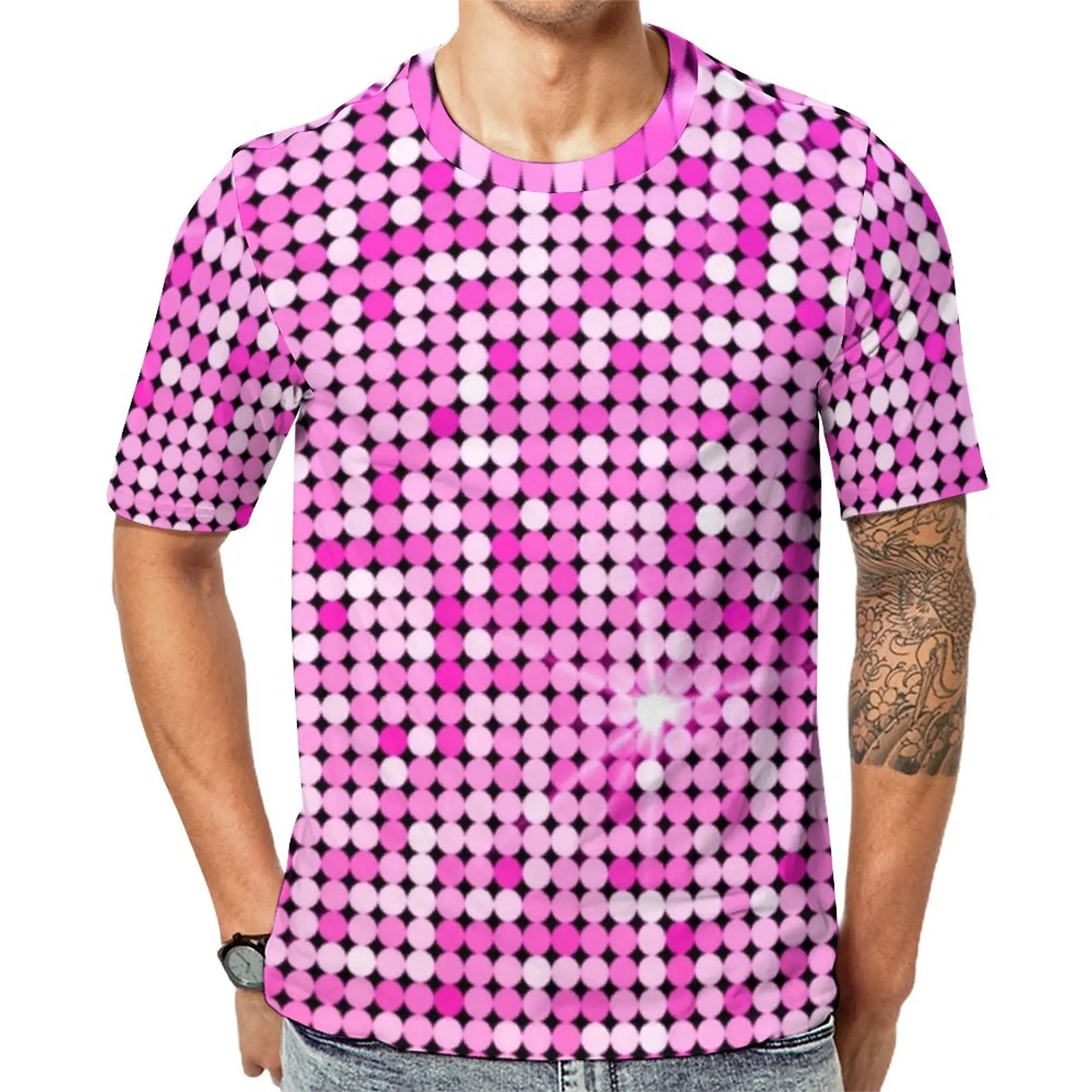 

Футболка мужская с блестками и принтом в виде диско-мяча, базовая дизайнерская рубашка в стиле хиппи с коротким рукавом, топ оверсайз, подарок, лето