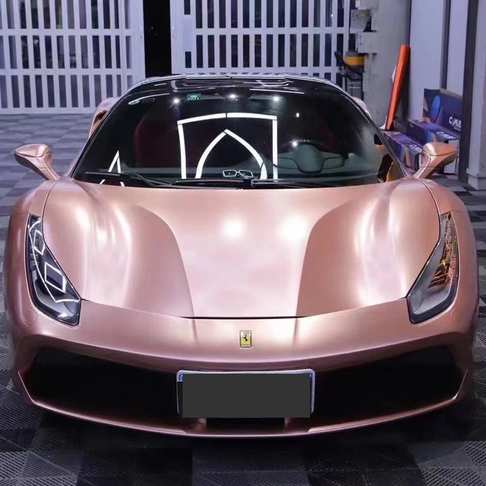 

1.52*18m Wholesale Water Resistant Auto Decal Satin Metallic Rose Gold Matte PPF Car Vinyl Manufacturer