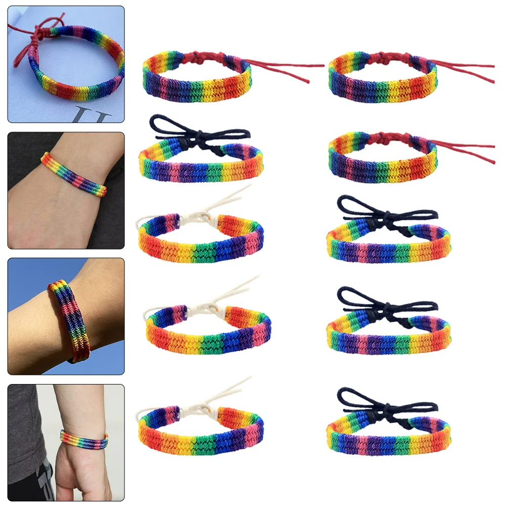 

10pcs Rainbow Modeling Wrist Strap Decor Delicate Knitting Rainbow Wrist Chain Hand Chain