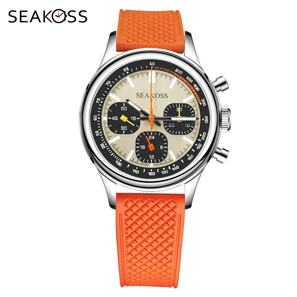 Продажа Мужские механические часы SEAKOSS Seagull Move T 1963 40 мм, хронограф ST1903, светящиеся силиконовые часы с сапфировым стеклом для пилотов, наручные часы