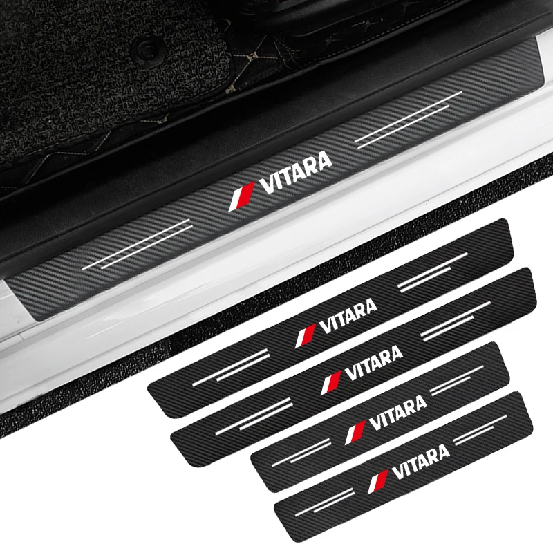 

4 шт., наклейки на пороги автомобиля, из углеродного волокна