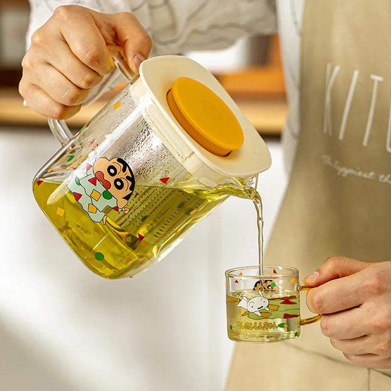 Crayon Shin-chan Стеклянный холодный чайник Маленькая чайная чашка Набор чайников