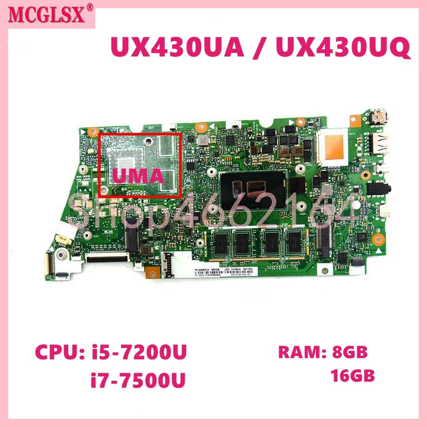 UX430UA i5-7200U/i7-7500U CPU 8GB/16GB-RAM Материнская плата Asus UX430U UX430UA UX430UQ U4100U U4100 UX430UN материнская плата для ноутбука