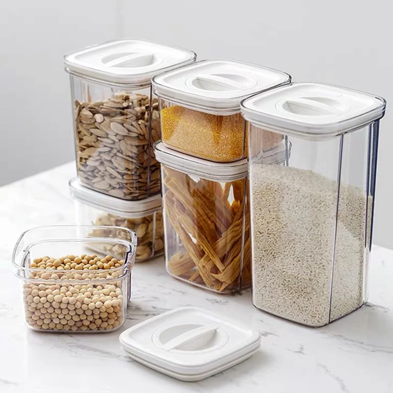 600/2000ML Sealed Jars Kitchen Grain Storage Organizer Large Tank Plastic Moisture-Proof Box Household Seasoning