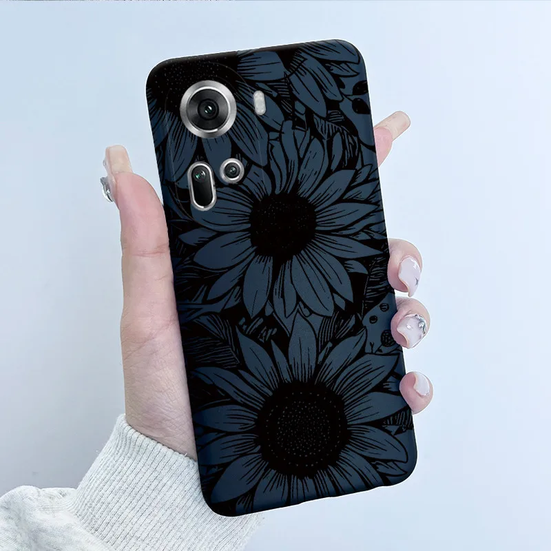 For OPPO Reno 11 Case CPH2599 Reno11 Back Cover Beautiful Flower Cartoon Silicone Soft Funda Pro 5G CPH2607 Capa