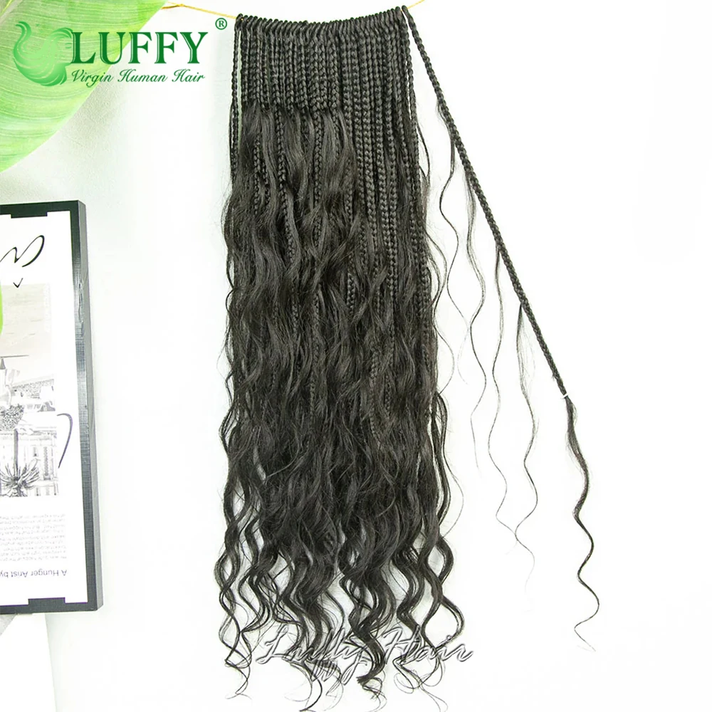 Плетеные крючком косички бохо с человеческими волосами свободные волнистые