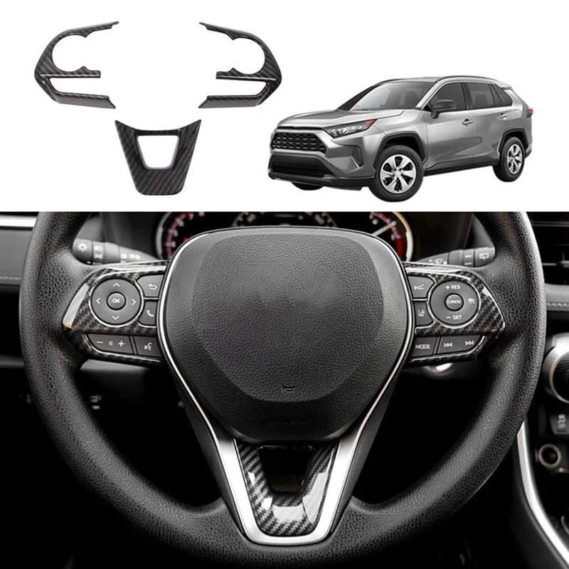 Внутренняя отделка кнопки рулевого колеса для Toyota RAV4 2019-2022 ABS углеродное волокно