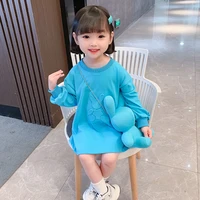 girls rabbit bag sweater dress 2022 autumn new childrens korean version girls long sleeve t shirt dress kids dress