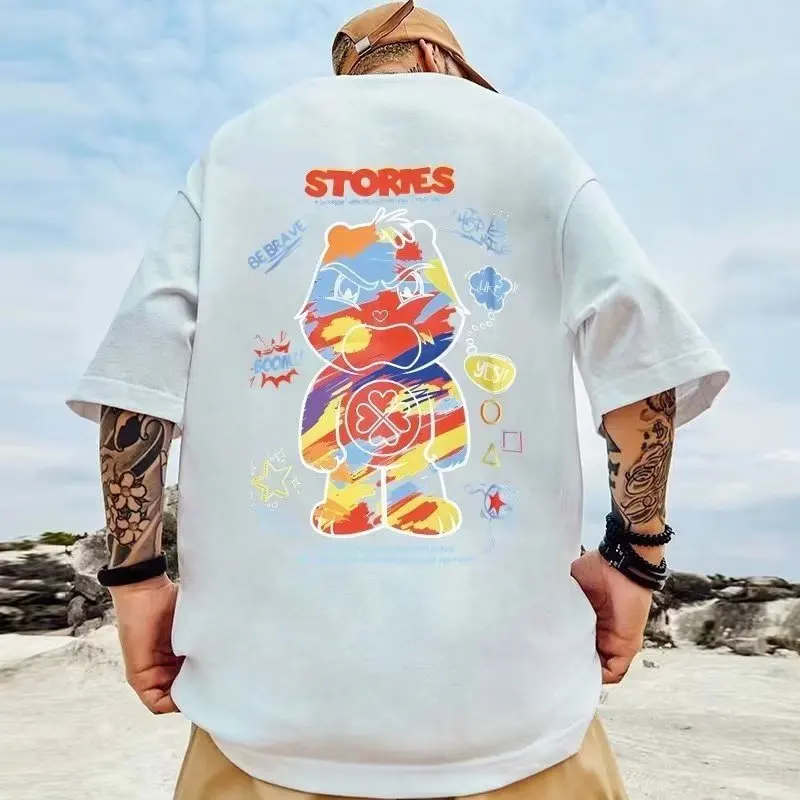 

Men's Cotton Short Sleeve T-shirt Summer Oversized Breathable Streetwear Y2k Tops Korean Version Vintage Harajuku Goth Clothes