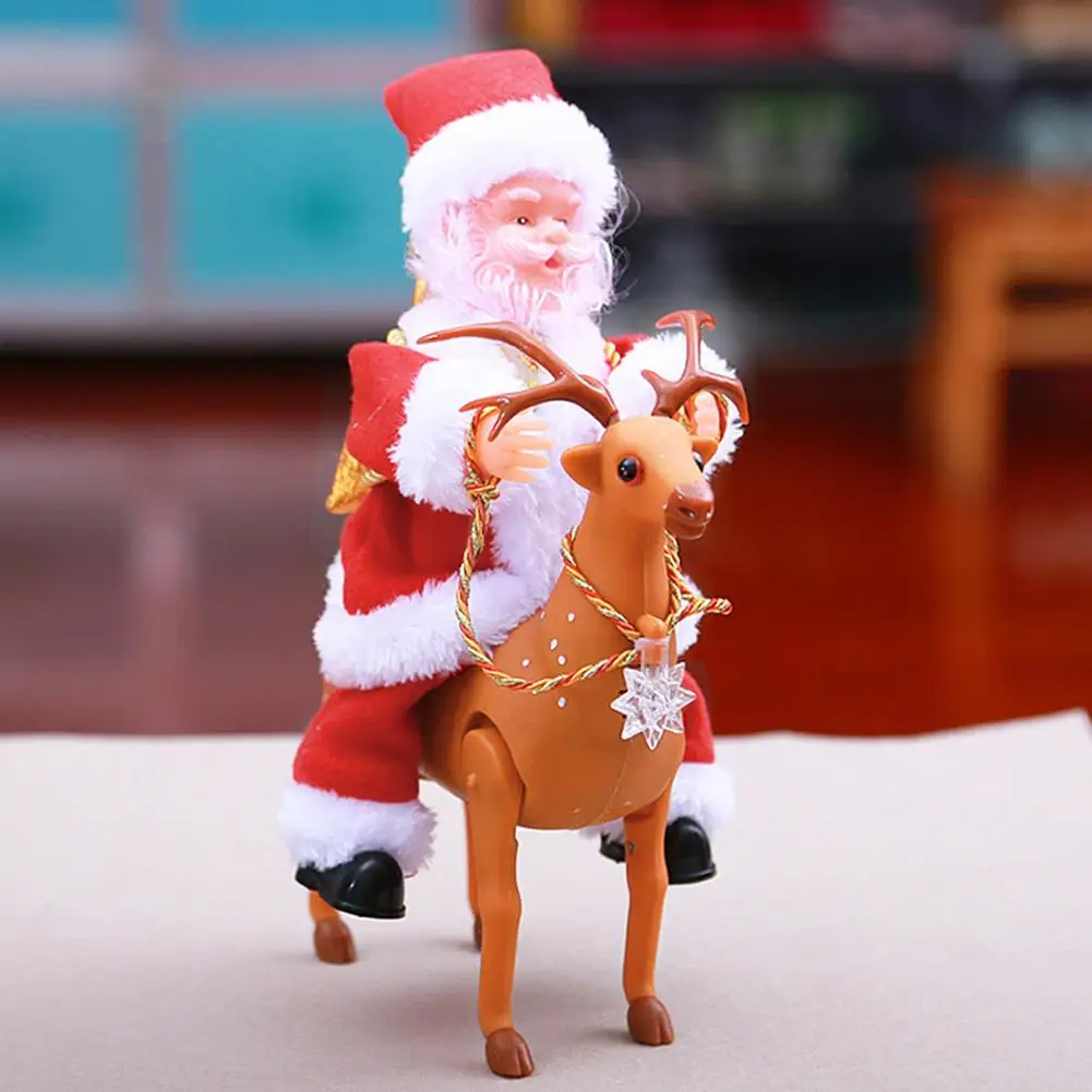 

Creative Electric Santa Claus Riding Deer Doll Music Toy Xmas Party Decor Gifts Effectively Create Festival Atmosphere
