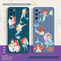 disney the little mermaid for huawei p 50 40 30 20 smart 2021 2019 lite pro plus liquid rope silicone soft phone case cover