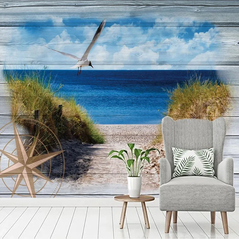

Custom Mural Wallpaper 3D Seaside Scenery TV Background Wall Painting Living Room Theme Hotel Decor Frescoes Papel Pintado Pared