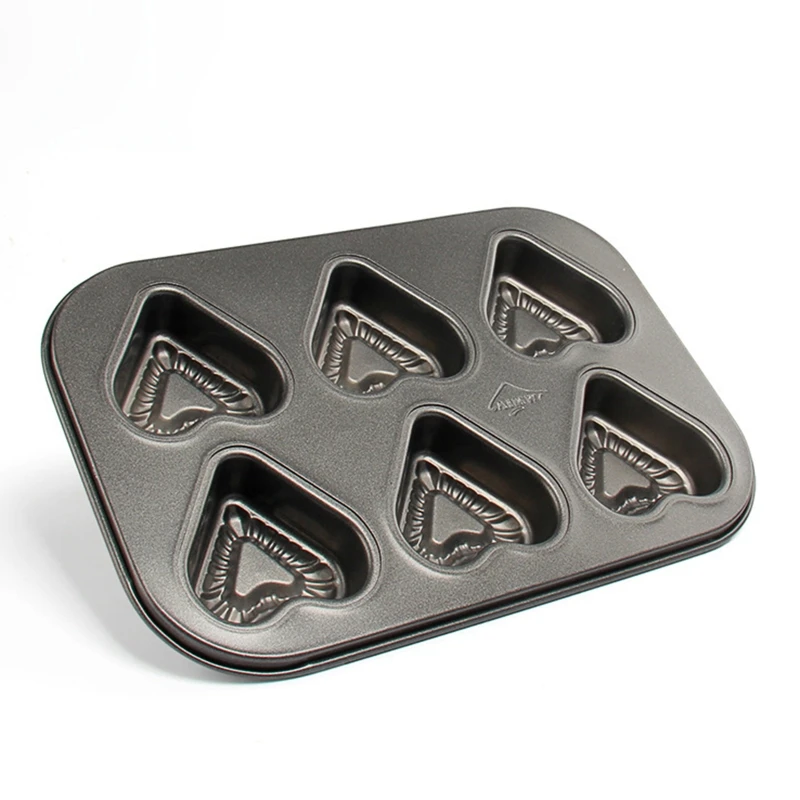 

6-Cavity Non-Stick Heart Mini Muffin Pan Easy to Use and Clean Durable Home Gift