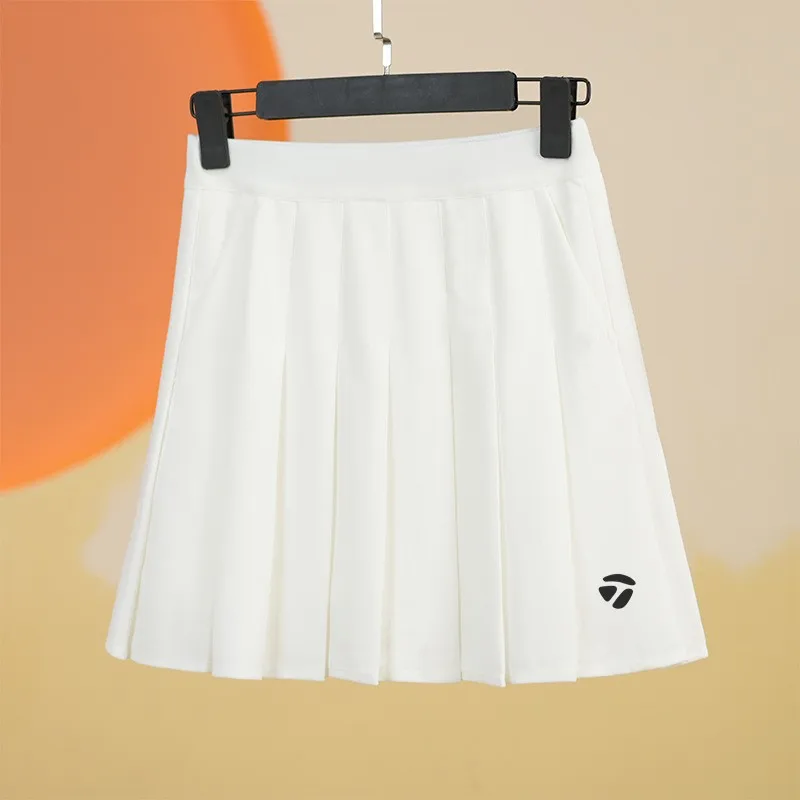 High Quality Women Golf Safety pants Summer A-line skirt Golf skirt Ladies High Waist elastic Pleated Skirt Sports Pockets Skirt