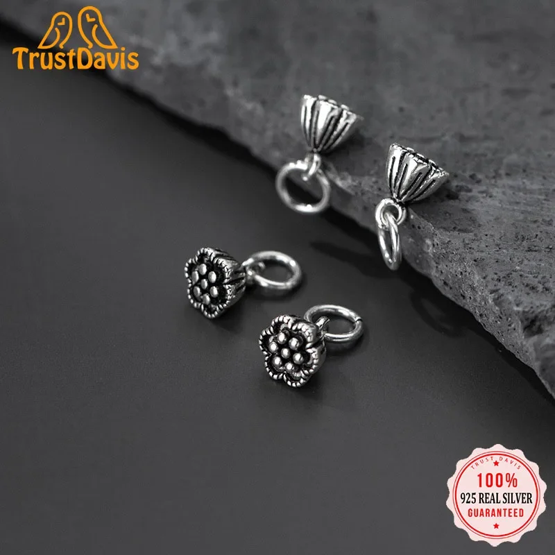 TrustDavis новинка реальное 925 Стерлинговое Серебро искусственный Лотос подвеска
