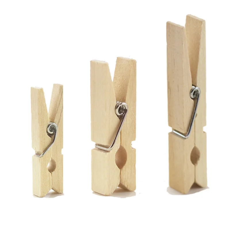 

50/100 Pieces Mini 25/30/35/45mm Natural Wooden Clips Photo Body Clips
