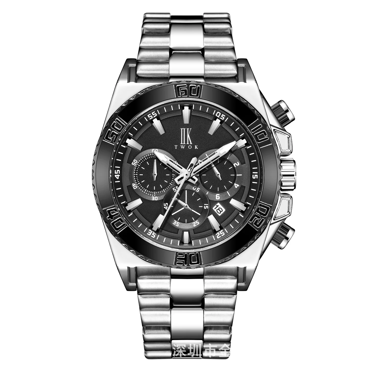 Роскошные мужские кварцевые часы IIK с тремя глазами и шестью контактами