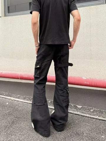 パンツ y2k opium drape flare black denim pants y2k opium drape flare black denim pants サブカル 地雷 ズボン