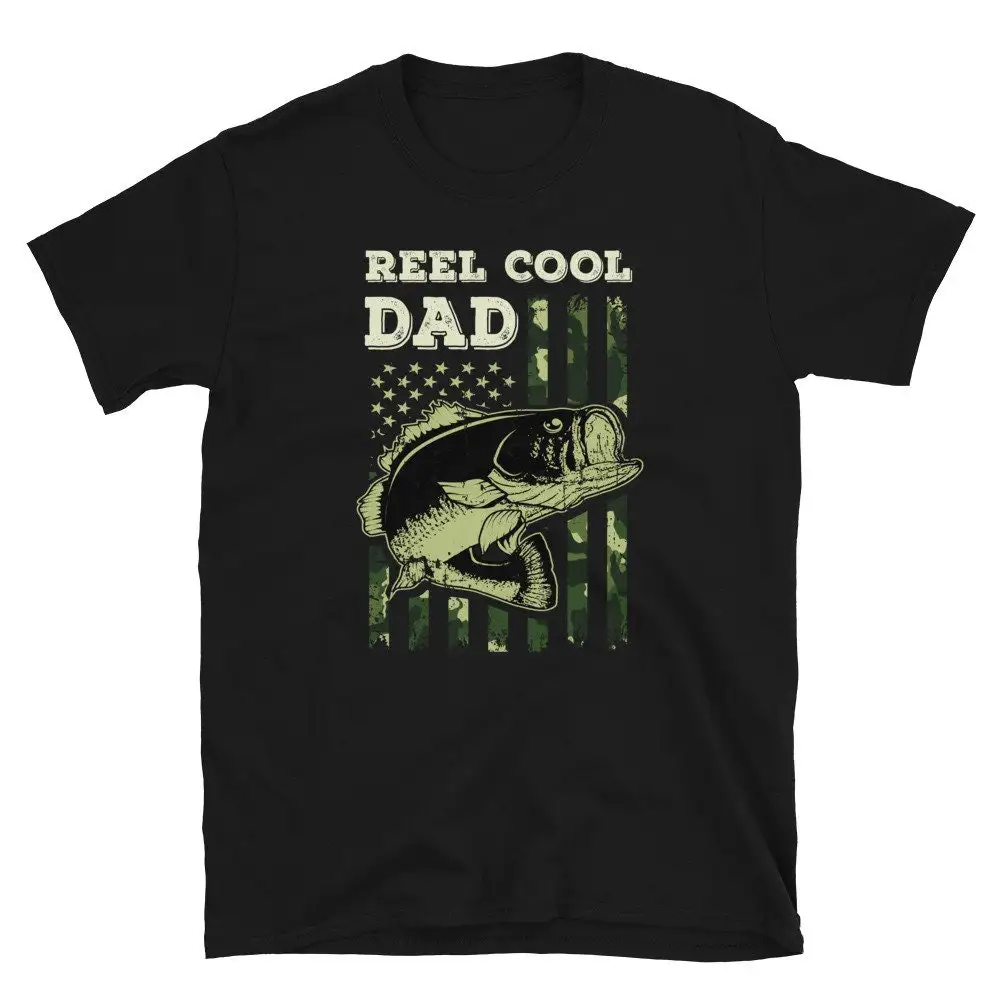 Камуфляжная рыболовная футболка с катушкой Крутой Папа окунь День отца рыбаки s