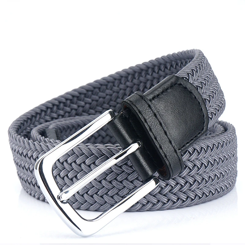 Men Belts Knitted Elastic Woven Belt for Men High Quality Pin Buckle Casual Ladies Work Sport Breathable Belt Ribbon Accessories