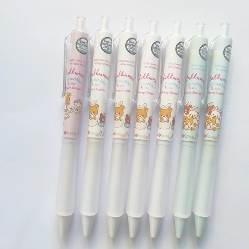 

7 шт. AIHAO GP2540 Rilakkuma прессованные гелевые ручки выдвижные 0,5 мм тонкие черные ручки для журнала Kawaii