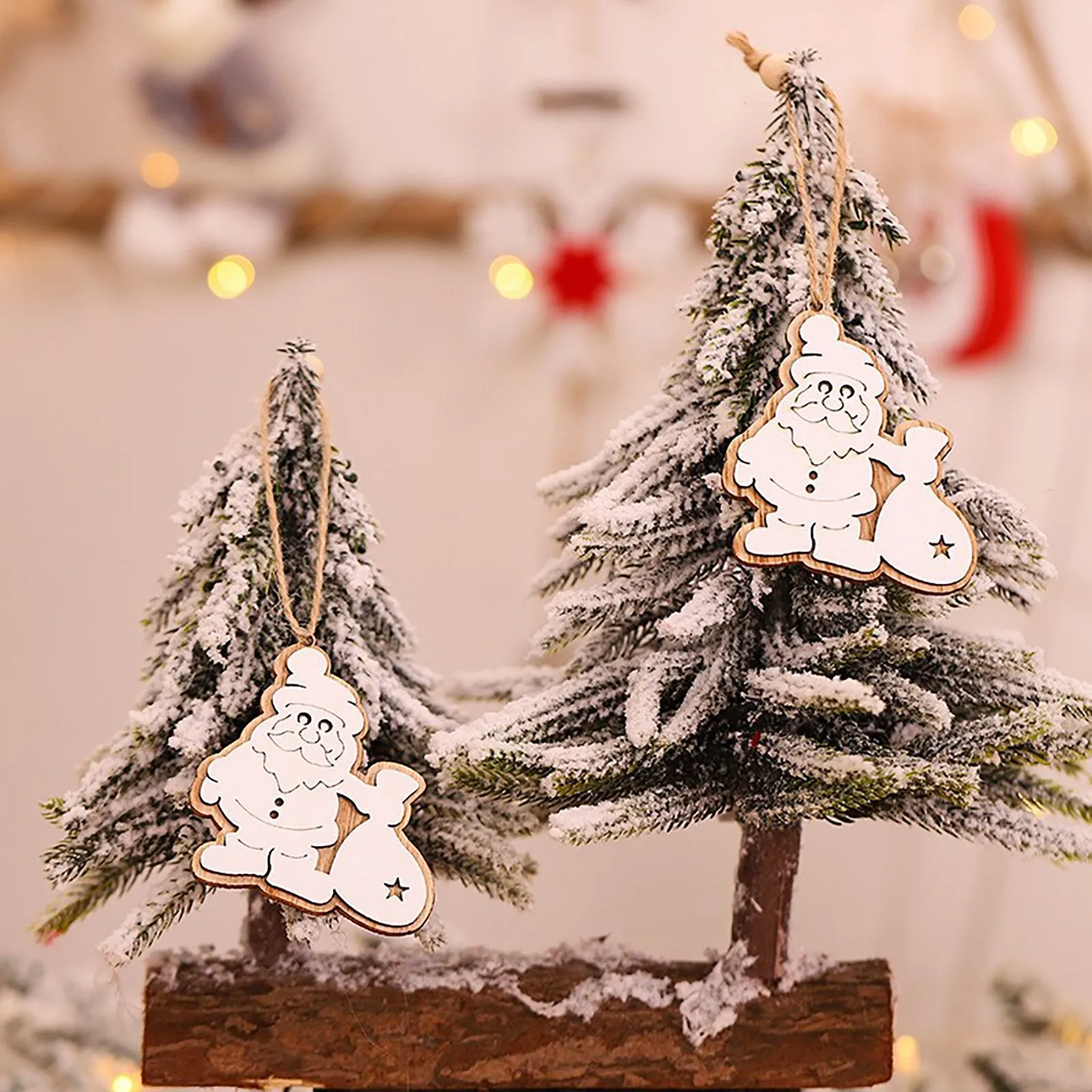 

2 шт., новогодние деревянные подвесные елочные украшения