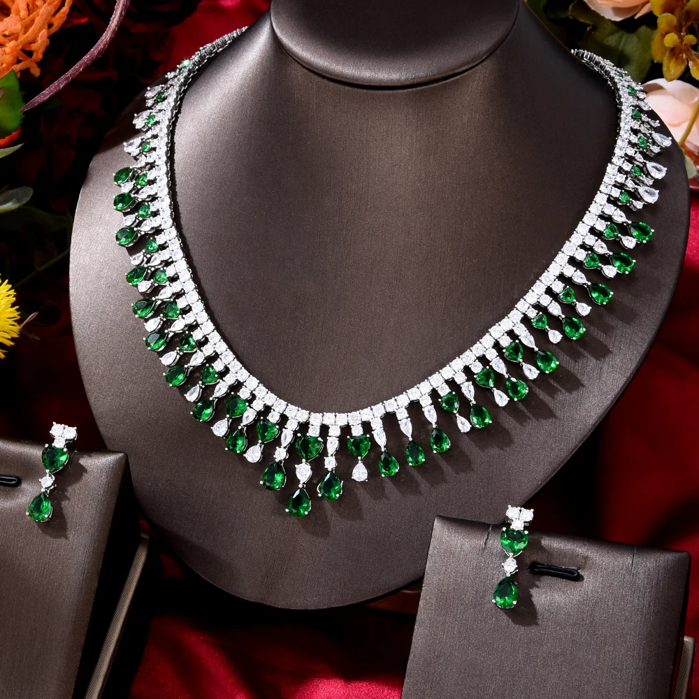 

GODKI New Shiny Luxury African Indian Bride Zircon 2PCS Necklace Earrings Dubai Bridal Wedding Banquet Trendy Jewelry Set