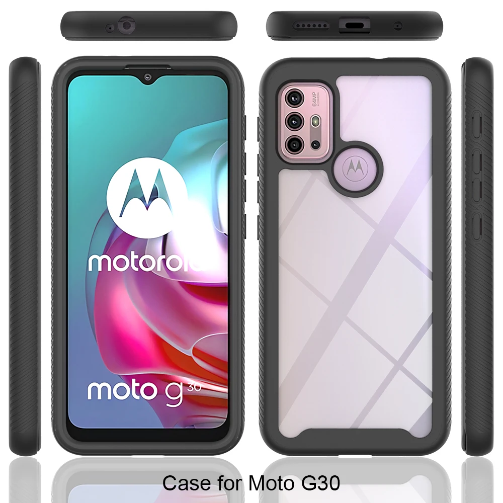 Moto G30 Case,Moto G Power Play Stylus 2021 Heavy Duty Shockproof Bumper Clear TPU Cover Phone Cases for Motorola Moto G10 G30