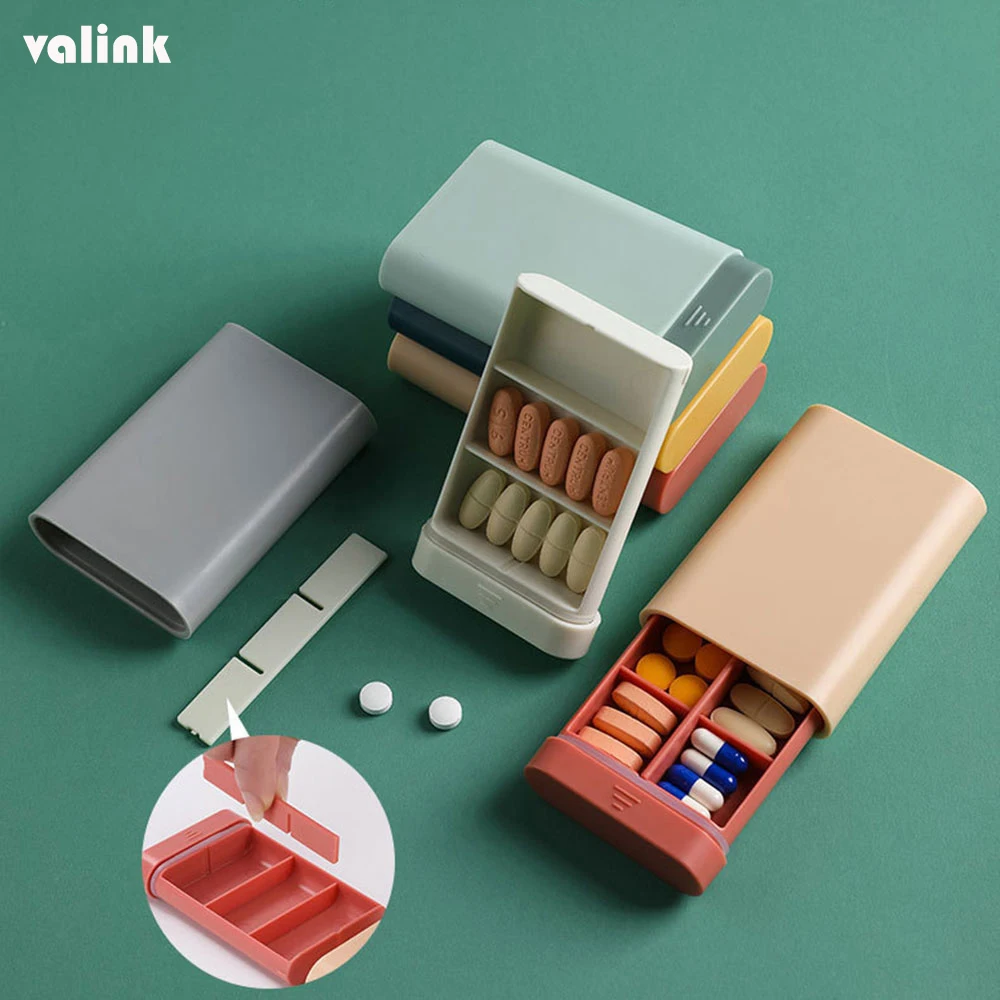 

6 grids organizer container for tablets travel pill box with Seal ring Small box for tablets Wheat straw container for medicines