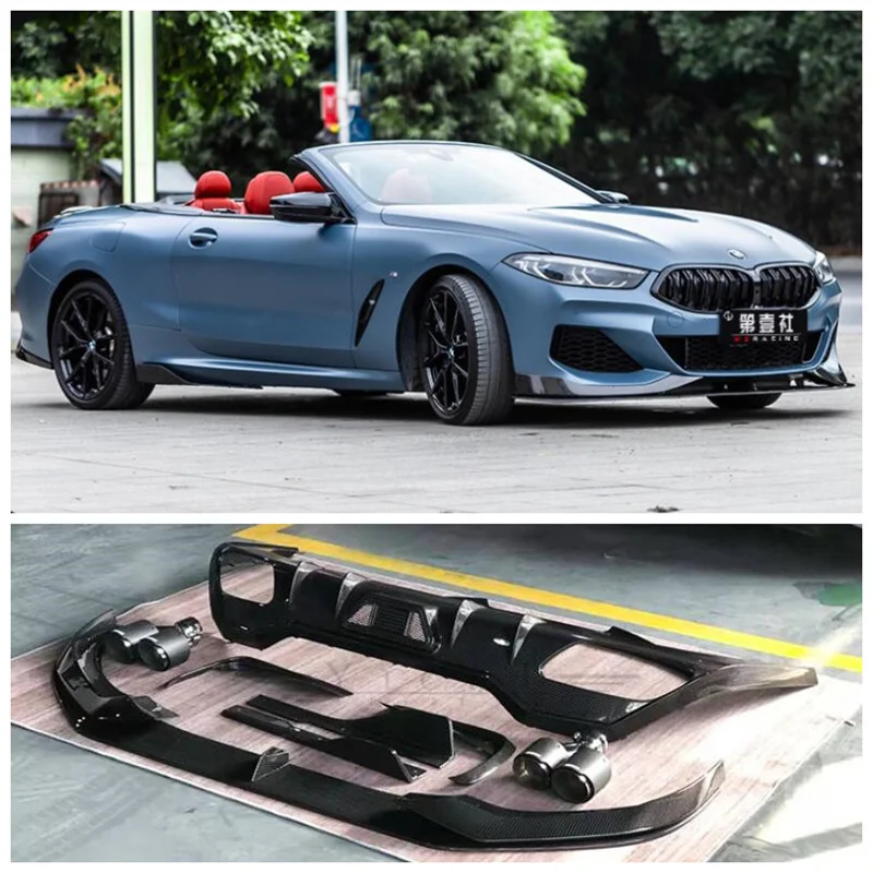 

Бамперы из настоящего углеродного волокна, передняя губа + задние диффузорные разветвители + боковые юбки + гоночные грили для BMW 8 серии 840i G14...
