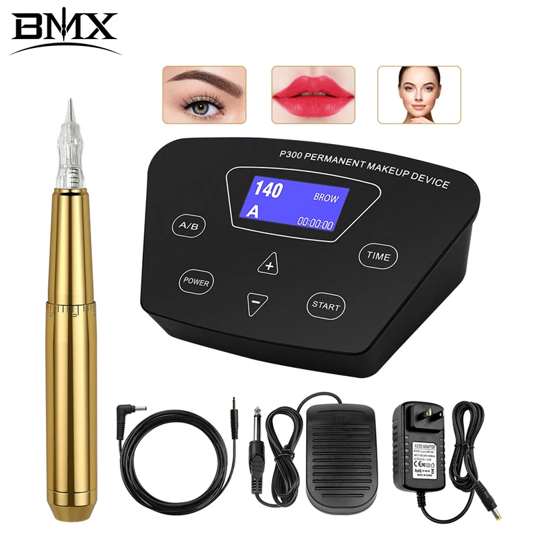 

BMX PMU Machine Permanent Makeup Eyebrow Lips Tattoo Machine Pen Gun Digital Microblading Eyeliner Lip Tattoo Kits with Pedal