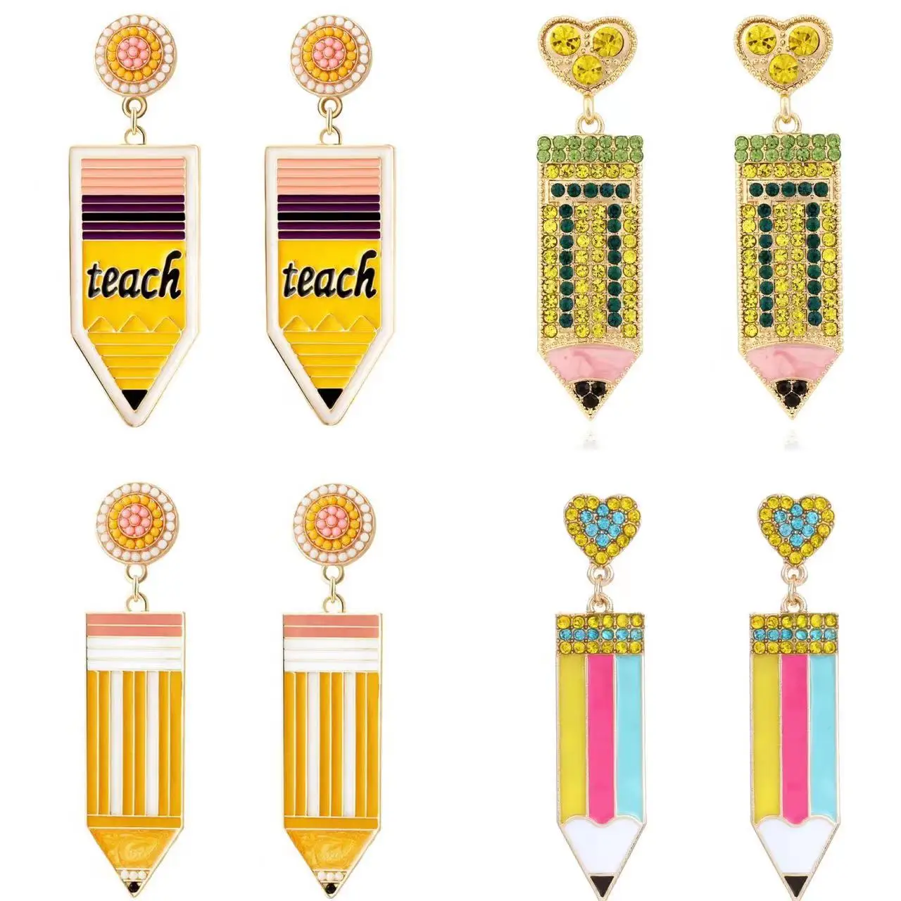 2023 New Cartoon Student Pencil Earrings Jewelry Creative Cu