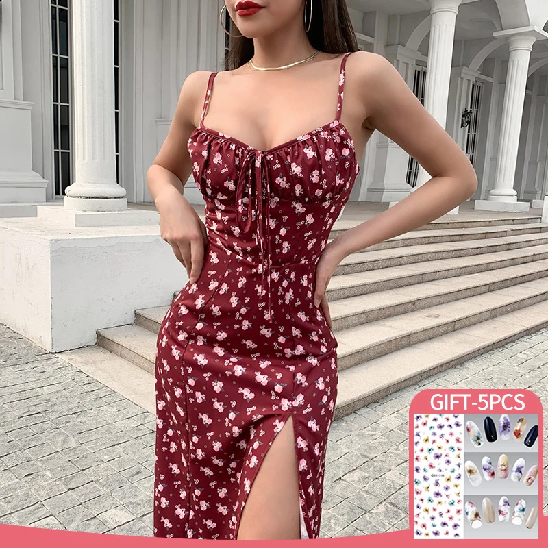

Hot Sexy Women Dress Summer 2022 New Tube Top Dresses Sleeveless Floral Print Sling High Waist Party Dress Fashion Clothing