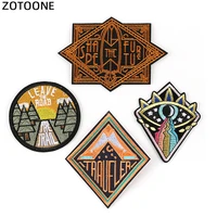 zotoone round hiking patches embroidery iron on patches for clothing diy for jacket clothes badges iron on stickers applique g