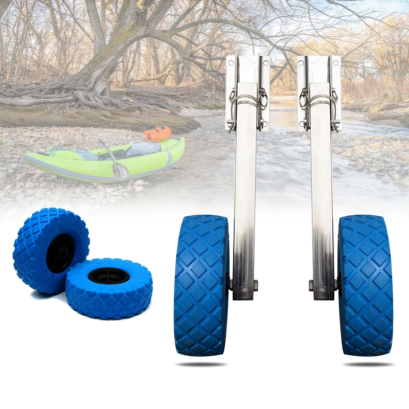 Inflatable Boat Launching Wheels Stainless Steel Transom Launching Dolly with 10 Inches Wheels for Aluminum Boat