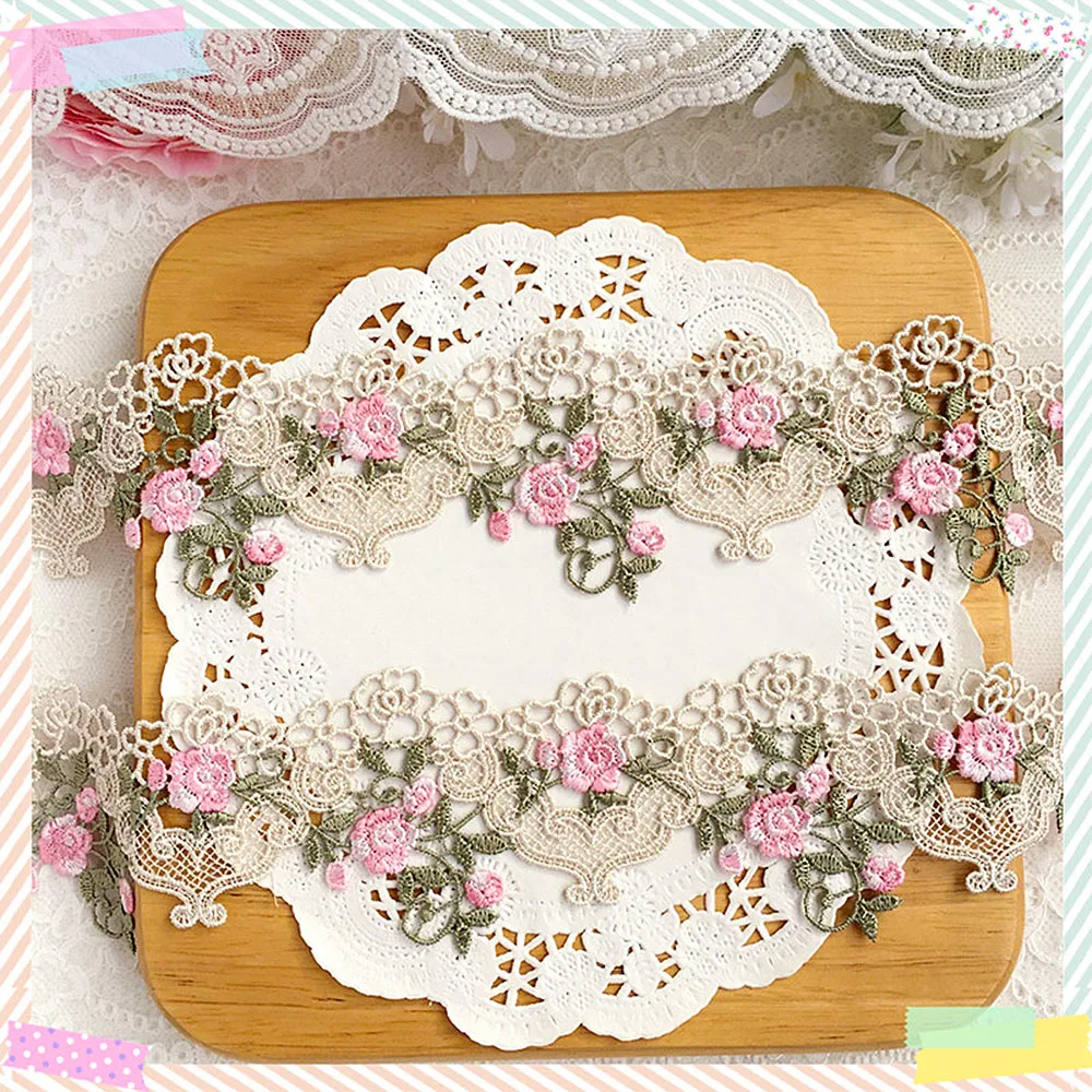 Кружево 1 ярд ширина 6 см розовый зеленый цвет отделка ремесленный цветок