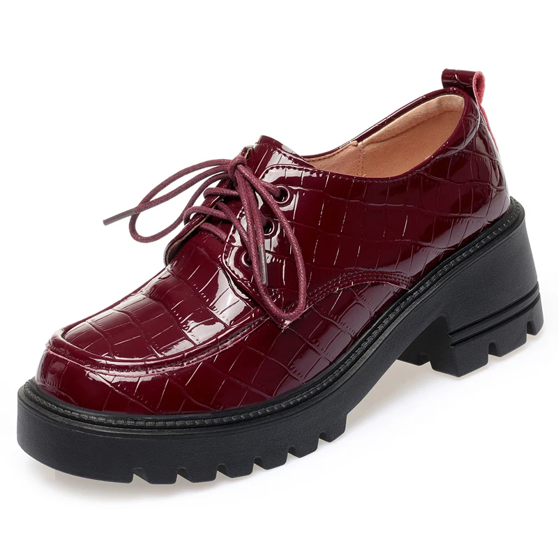 AIYUQI Women Loafers Genuine Leather 2023 New Fashion Platform Shoes Ladies Lace-up British Style Large Size Women Shoes