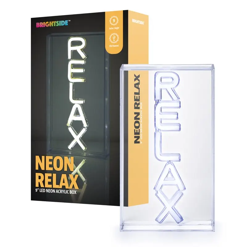 

, Color Changing "Color Changing USB-Powered Decorative 9" x 5" White Acrylic LED Neon Box - Add Flair to Any Room!