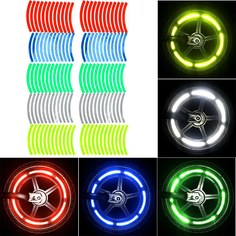 

24pcs Car Wheel Hub Reflective Sticker Tire Rim Reflective Strips Luminous Sticker For Night Driving Car-Styling Accessories