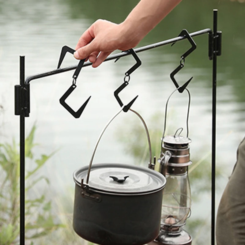 

1pcs Hanging Hook S-Shaped Outdoor Triangular Pot Pan Cookware Lamp Holder Hook For Camping Clothesline Storage Hanger Practical