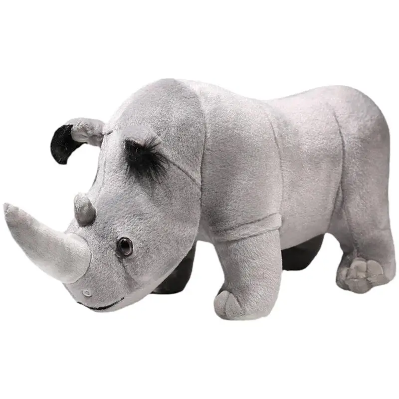 

13.8in Giant Plush Rhinoceros Toy Soft And Comfortable Stuffed Realistic Animal Zoo Doll Plush Pillow Toy Birthday Gift For Kids