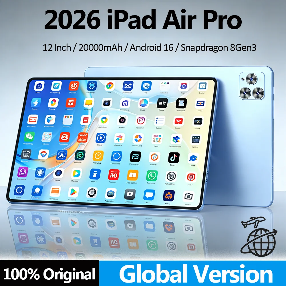 Фото 2026 12-дюймовый планшет iPad Air Pro 5G 24 ГБ + 2T 20000 мАч Snapdragon 8Gen3 Android 16 5G Dual SIM GPS WIFI Оригинальный планшет android №1