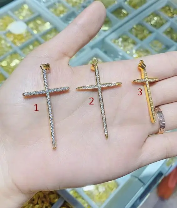 

1pcs cross DIY CZ Gold Necklace Pendant Charms for Jewelry Making Accessories fdg4s