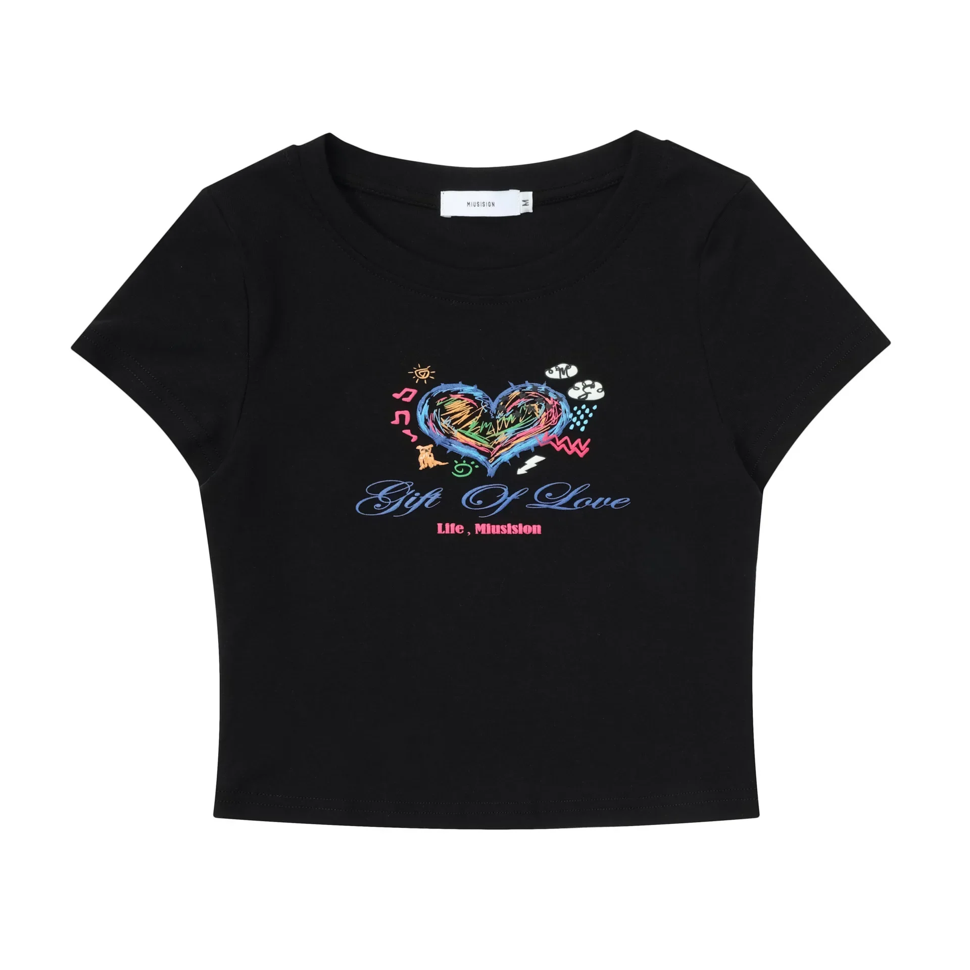 Футболка с коротким рукавом в американском стиле ретро M24-TX76 для женщин дизайн