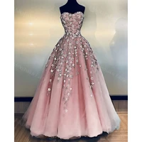princess pink a line prom dresses beads appliques sleeveless evening gowns sexy sweetheart birthday party gowns for wedding