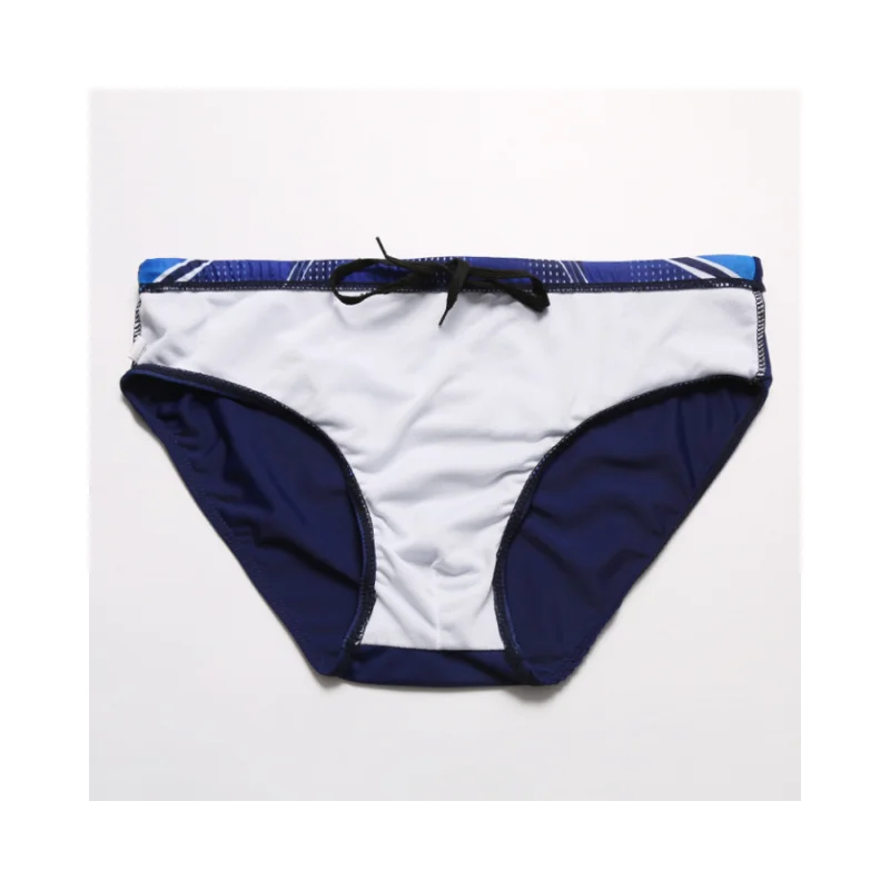 Men SwimmingTrunks Triangle Polyester Swimwear Breathable Beach Pants Anti-embarrassment Printing Swimsuit