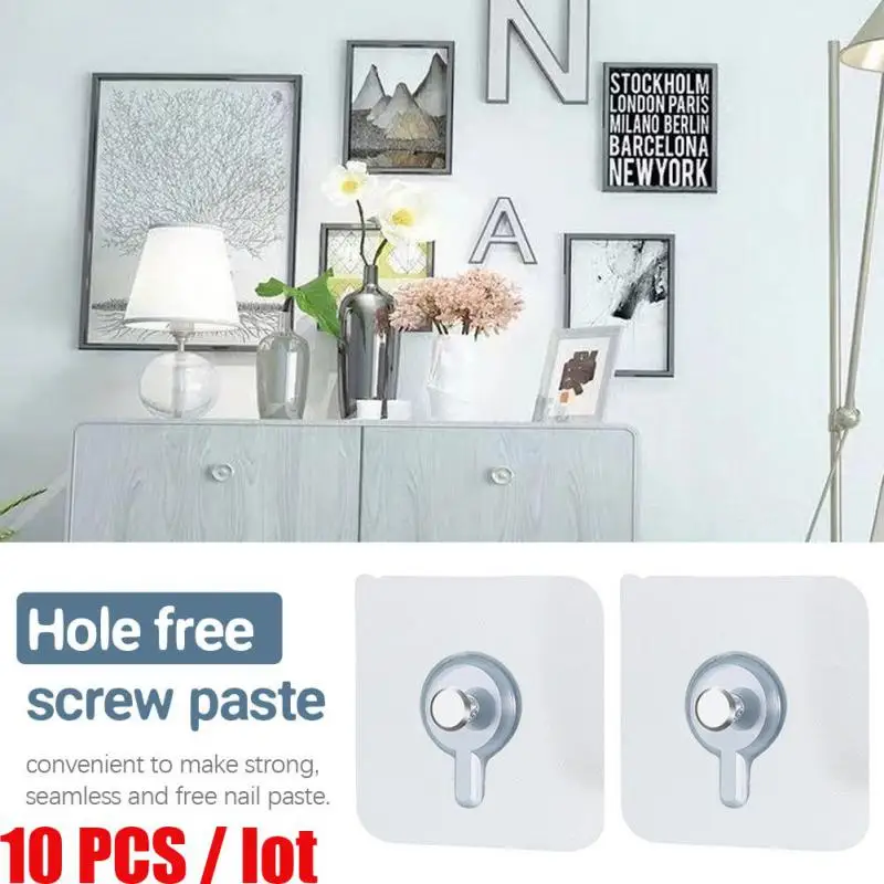 

10Pcs/set Shelf Adhesive Wall Hooks Punch-free Clear Closet Cabinet Shelf Pegs Wall Hangers Kitchen Bathroom Screw Hook Hanger