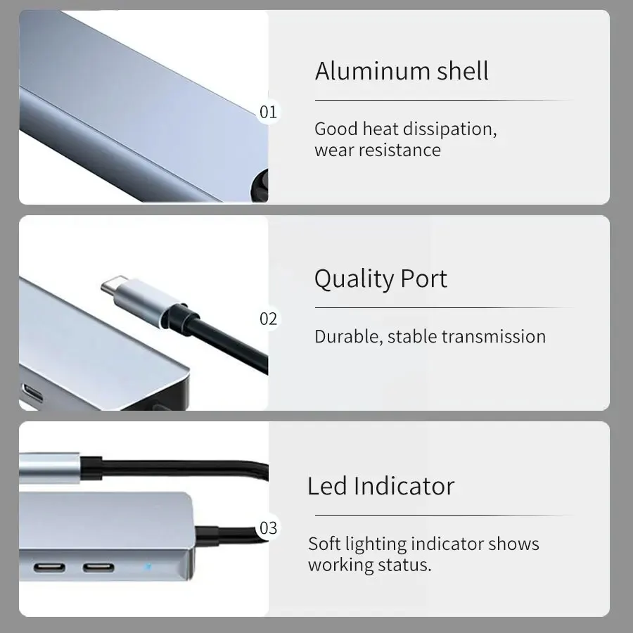 USB C концентратор 8 в 1 Type адаптер с 4K HDMI 87W PD порт док-станция RJ45 совместим MacBook Pro Air