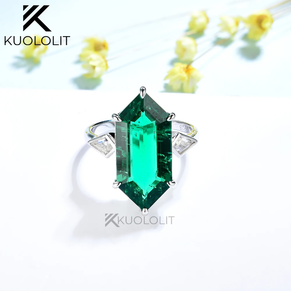 

Женское кольцо с изумрудом kuolit 9*20 мм, белое золото 14 к, кольцо с драгоценным камнем Колумбии для помолвки, рождественские подарки