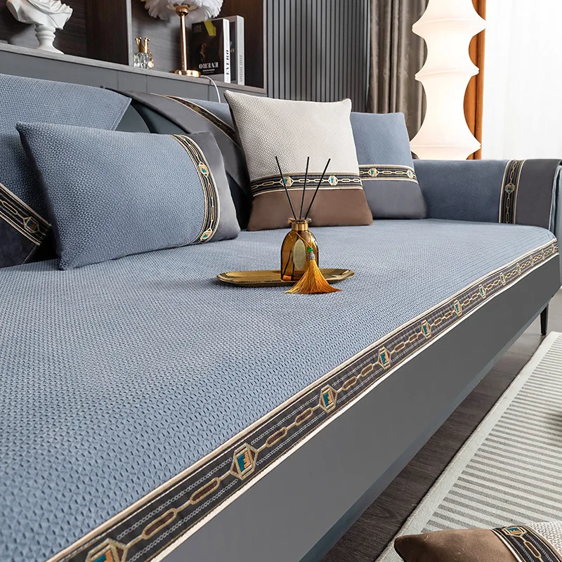

Chenille Anti-slip Sofa Cover Embroidery Edge Sofa Cushion Sets Couch Cover for Living Room Towel Seat Decor Protector Cover